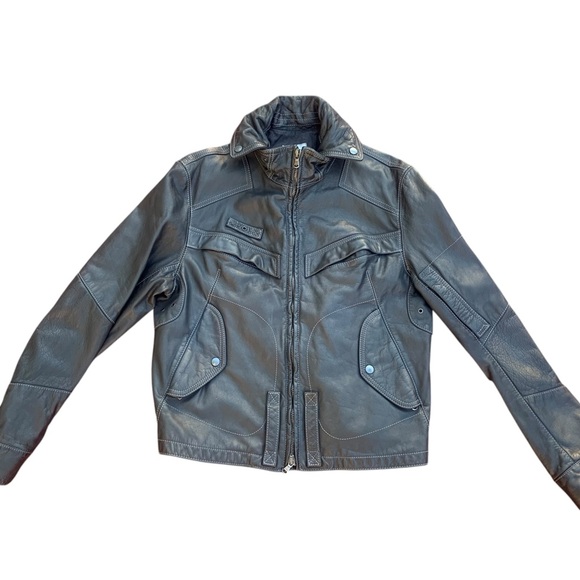 Barney’s Co-Op Black Motorcycle Bomber Leather Jacket Men’s Size XL - Picture 1 of 8